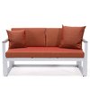 Leisuremod Chelsea White Sectional With Adjustable Headrest & Coffee Table With Orange Cushions CSLW-80OR